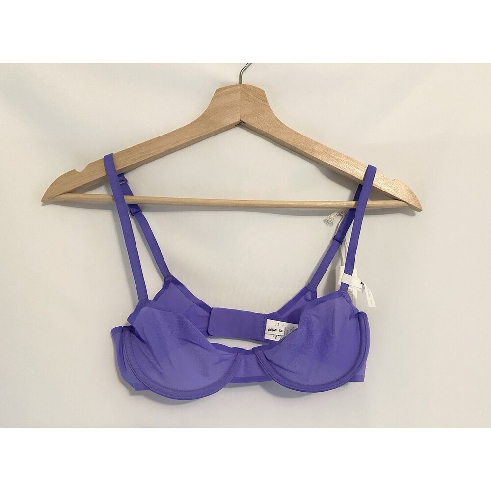 AERIE SMOOTHEZ Sheer Unlined Underwired Purple Balconette Bra 32C NWT